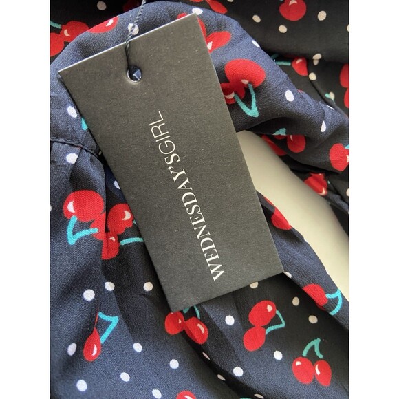 Womens Cherry Print Babydoll Mini Dress Size M Y2K Retro Kawaii Indie Sleaze 90s - Picture 10 of 12